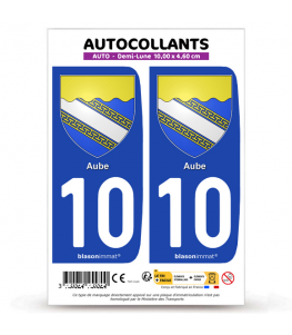 10 Aube - Armoiries | Autocollant plaque immatriculation