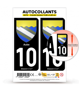 10 Aube - Armoiries | Autocollant plaque immatriculation