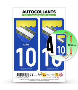 10 Aube - Armoiries | Autocollant plaque immatriculation