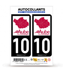 10 Aube - Département | Autocollant plaque immatriculation