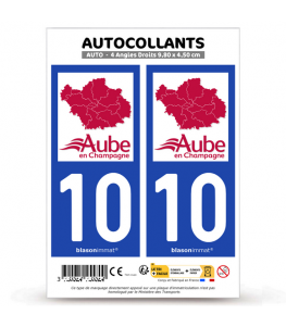 10 Aube - Département | Autocollant plaque immatriculation