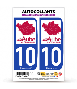 10 Aube - Département | Autocollant plaque immatriculation