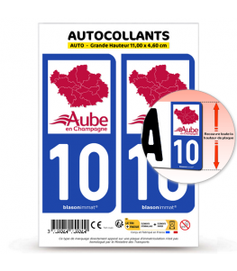 10 Aube - Département | Autocollant plaque immatriculation