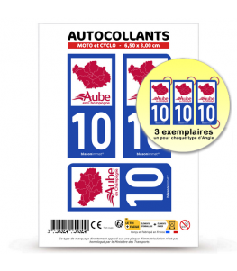 10 Aube - Département | Autocollant plaque immatriculation