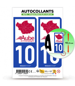 10 Aube - Département | Autocollant plaque immatriculation