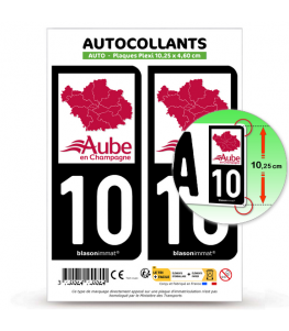 10 Aube - Département | Autocollant plaque immatriculation