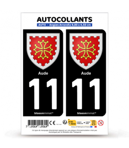 11 Aude - Armoiries | Autocollant plaque immatriculation