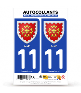 11 Aude - Armoiries | Autocollant plaque immatriculation