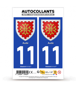 11 Aude - Armoiries | Autocollant plaque immatriculation