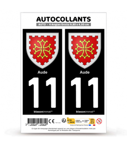 11 Aude - Armoiries | Autocollant plaque immatriculation