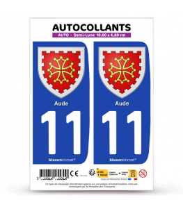 11 Aude - Armoiries | Autocollant plaque immatriculation