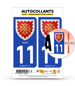 11 Aude - Armoiries | Autocollant plaque immatriculation