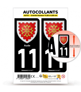 11 Aude - Armoiries | Autocollant plaque immatriculation