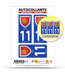 11 Aude - Armoiries | Autocollant plaque immatriculation