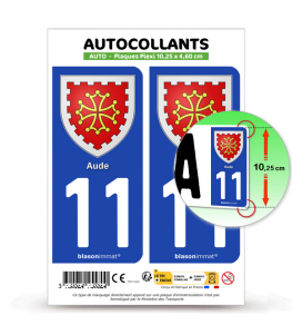 11 Aude - Armoiries | Autocollant plaque immatriculation