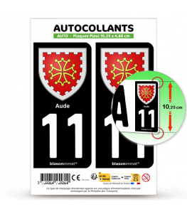 11 Aude - Armoiries | Autocollant plaque immatriculation