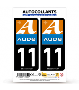 11 Aude - Département | Autocollant plaque immatriculation