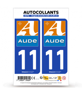 11 Aude - Département | Autocollant plaque immatriculation