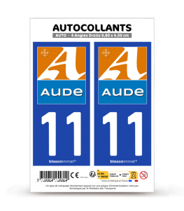 11 Aude - Département | Autocollant plaque immatriculation