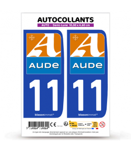 11 Aude - Département | Autocollant plaque immatriculation