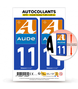 11 Aude - Département | Autocollant plaque immatriculation