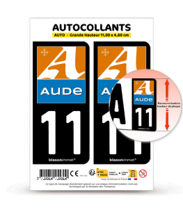 11 Aude - Département | Autocollant plaque immatriculation