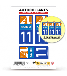 11 Aude - Département | Autocollant plaque immatriculation