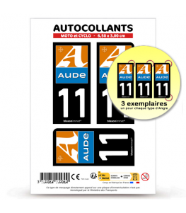 11 Aude - Département | Autocollant plaque immatriculation