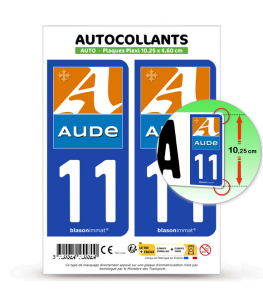 11 Aude - Département | Autocollant plaque immatriculation