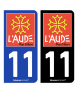 11 Aude - Pays Cathare | Autocollant plaque immatriculation