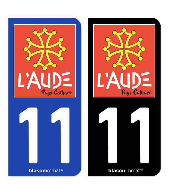 11 Aude - Pays Cathare | Autocollant plaque immatriculation