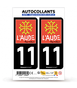 11 Aude - Pays Cathare | Autocollant plaque immatriculation