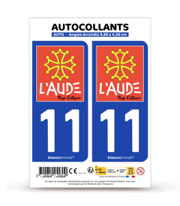 11 Aude - Pays Cathare | Autocollant plaque immatriculation