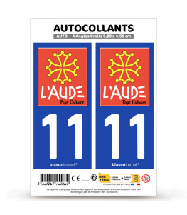 11 Aude - Pays Cathare | Autocollant plaque immatriculation