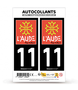 11 Aude - Pays Cathare | Autocollant plaque immatriculation