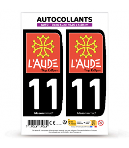 11 Aude - Pays Cathare | Autocollant plaque immatriculation