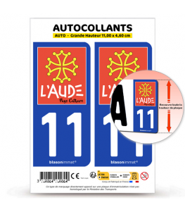 11 Aude - Pays Cathare | Autocollant plaque immatriculation