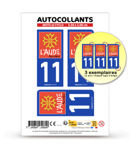 11 Aude - Pays Cathare | Autocollant plaque immatriculation