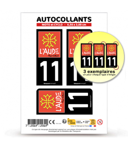 11 Aude - Pays Cathare | Autocollant plaque immatriculation