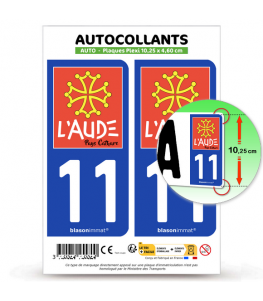 11 Aude - Pays Cathare | Autocollant plaque immatriculation