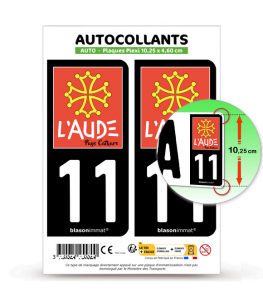 11 Aude - Pays Cathare | Autocollant plaque immatriculation