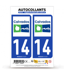 14 Calvados - Département | Autocollant plaque immatriculation