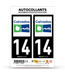 14 Calvados - Département | Autocollant plaque immatriculation