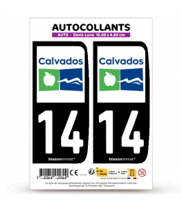 14 Calvados - Département | Autocollant plaque immatriculation