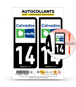 14 Calvados - Département | Autocollant plaque immatriculation