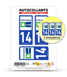 14 Calvados - Département | Autocollant plaque immatriculation