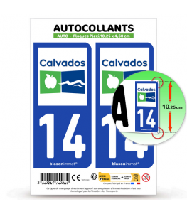 14 Calvados - Département | Autocollant plaque immatriculation