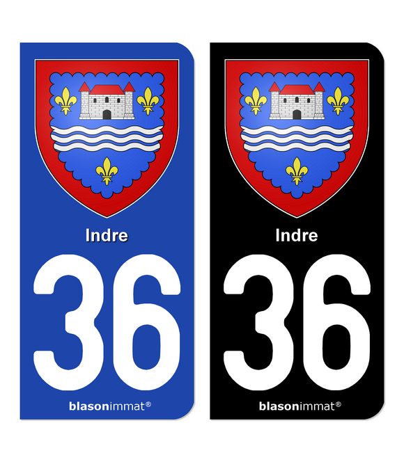 36 Indre - Armoiries | Autocollant plaque immatriculation