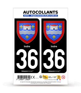 36 Indre - Armoiries | Autocollant plaque immatriculation