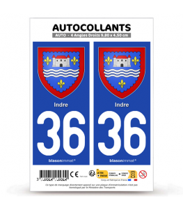 36 Indre - Armoiries | Autocollant plaque immatriculation